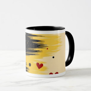 Abstract Love Hearts Brush Stroke Mug