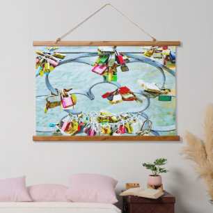 Abstract love locks, modern  hanging tapestry