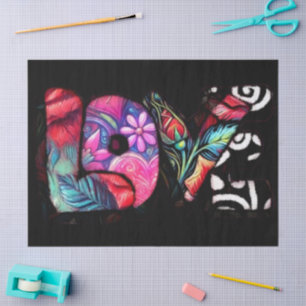 Abstract Love Word Graffiti Valentine Decoupage Tissue Paper