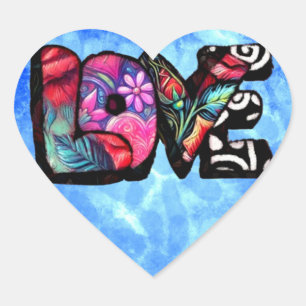 Abstract Love Word Graffiti Valentine Floral Pink Heart Sticker