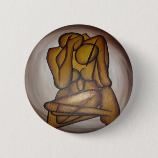 Abstract Lovers Contemporary Art In Ochre And Brow 6 Cm Round Badge