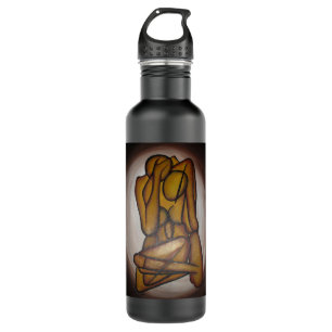 Abstract Lovers Contemporary Art In Ochre And Brow 710 Ml Water Bottle