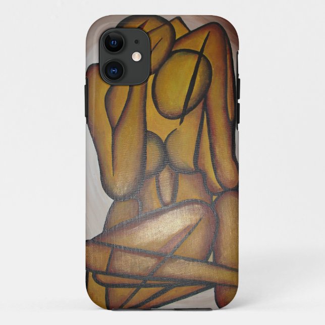 Abstract Lovers Contemporary Art In Ochre And Brow Case-Mate iPhone Case (Back)