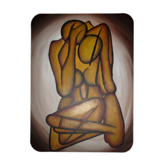 Abstract Lovers Contemporary Art In Ochre And Brow Magnet