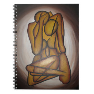Abstract Lovers Contemporary Art In Ochre And Brow Notebook