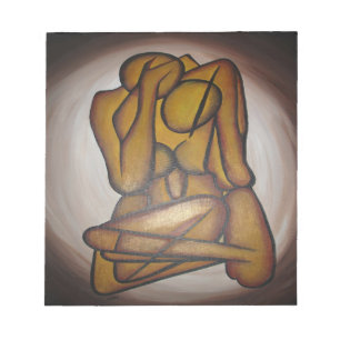 Abstract Lovers Contemporary Art In Ochre And Brow Notepad