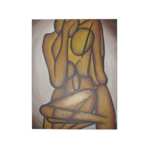 Abstract Lovers Contemporary Art In Ochre And Brow Notepad