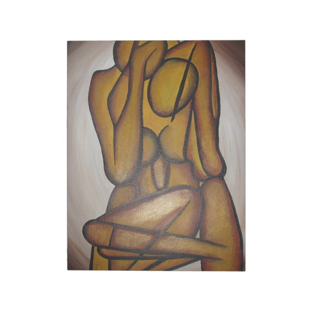 Abstract Lovers Contemporary Art In Ochre And Brow Notepad (Rotated)