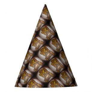 Abstract Lovers Contemporary Art In Ochre And Brow Party Hat