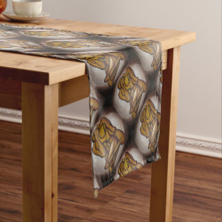 Abstract Lovers Contemporary Art In Ochre And Brow Short Table Runner