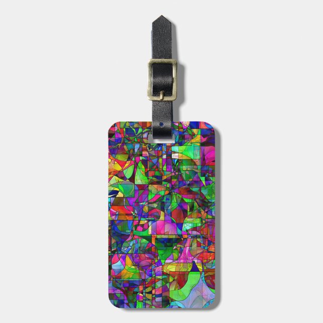 Abstract Luggage Tag w/ leather strap (Front Vertical)