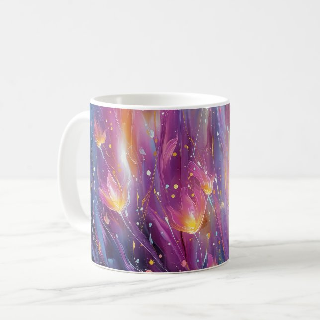 Abstract luminous floral explosion coffee mug (Front Left)