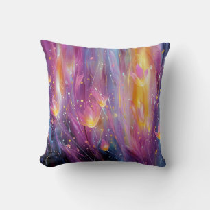 Abstract luminous floral explosion cushion