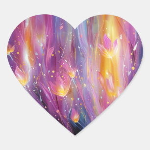 Abstract luminous floral explosion heart sticker