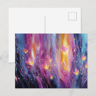 Abstract luminous floral explosion postcard