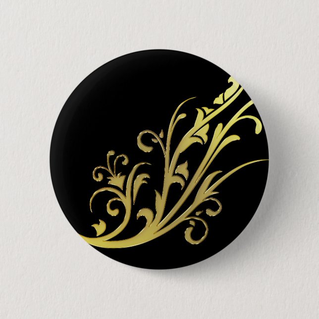 Abstract Luxury Faux Gold Flower 6 Cm Round Badge (Front)