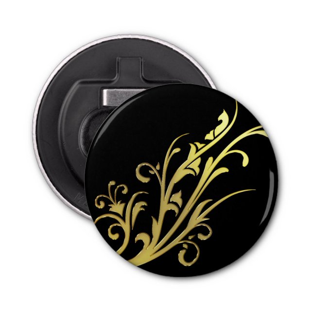 Abstract Luxury Faux Gold Flower Bottle Opener (Front)