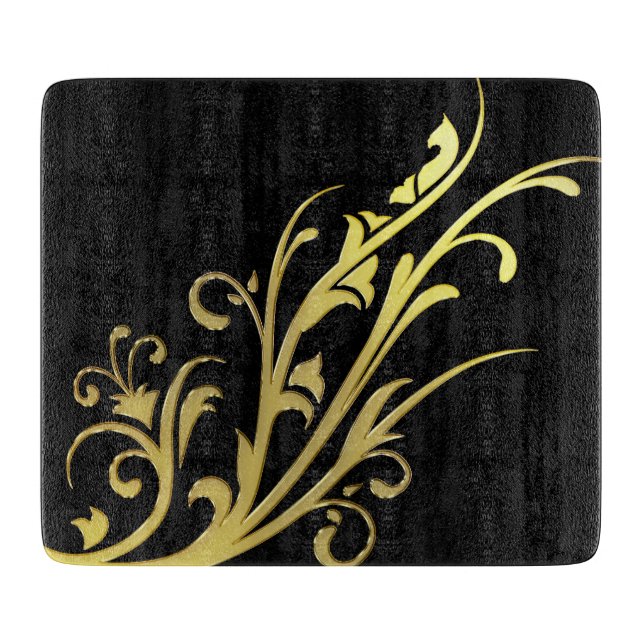 Abstract Luxury Faux Gold Flower Cutting Board (Front)