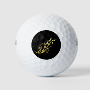 Abstract Luxury Faux Gold Flower Golf Balls