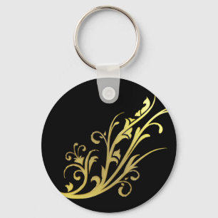 Abstract Luxury Faux Gold Flower Key Ring