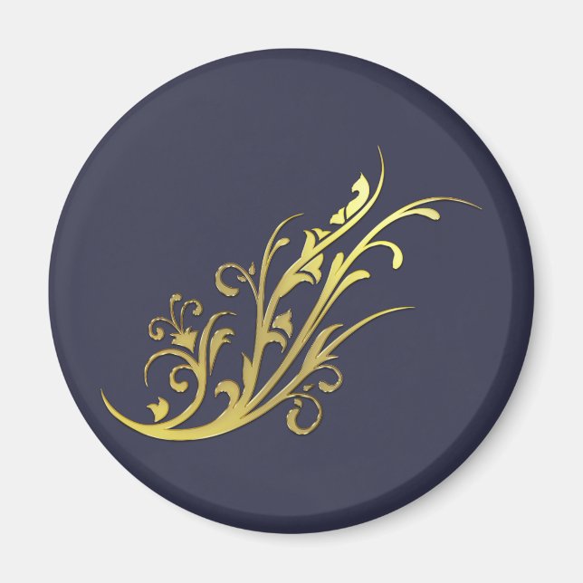 Abstract Luxury Faux Gold Flower Magnet (Front)