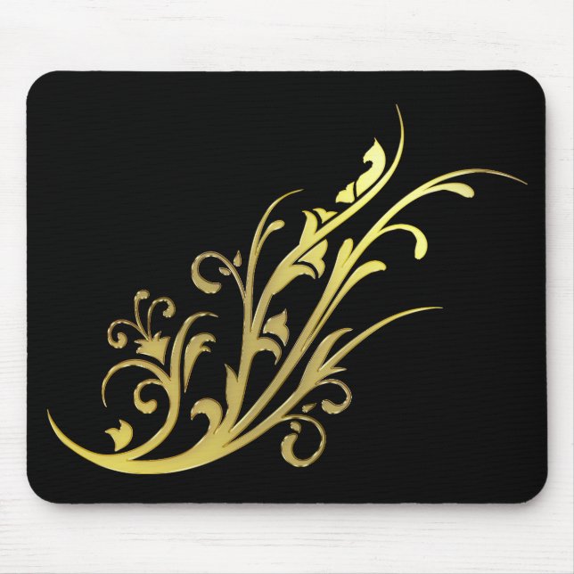 Abstract Luxury Faux Gold Flower Mouse Mat (Front)