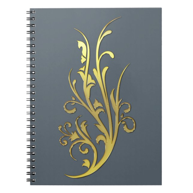 Abstract Luxury Faux Gold Flower Notebook (Front)