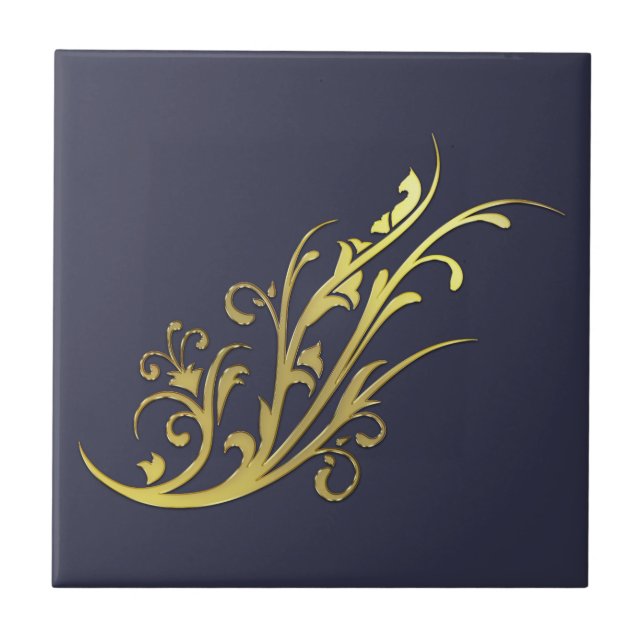 Abstract Luxury Faux Gold Flower Tile (Front)