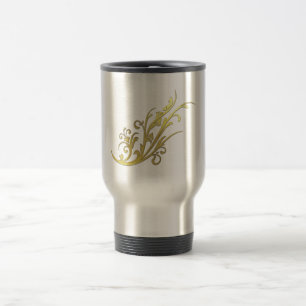 Abstract Luxury Faux Gold Flower Travel Mug