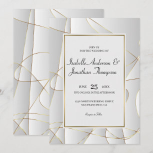 Abstract Luxury Golden Lines Wedding Invitation
