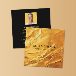 Abstract Luxury Thick Smooth Gold Square Business Card