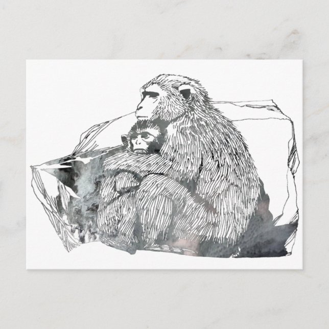 Abstract Macaque silhouette Postcard (Front)