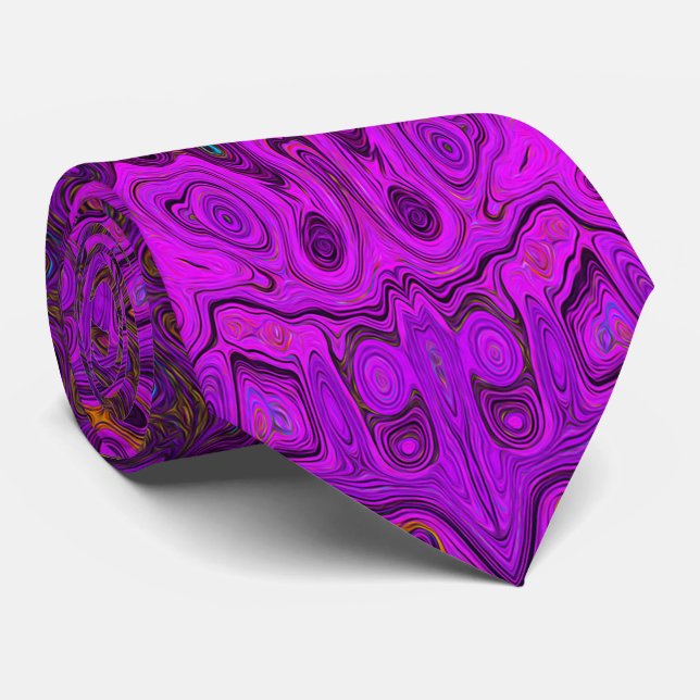 Abstract Magenta and Black Groovy Pattern Tie (Rolled)