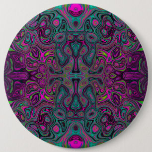 Abstract Magenta and Teal Blue Groovy Pattern 6 Cm Round Badge