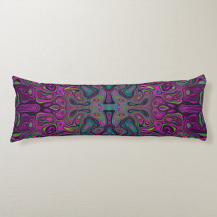 Abstract Magenta and Teal Blue Groovy Pattern Body Cushion