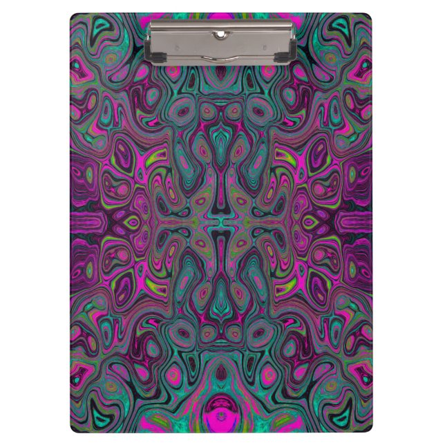 Abstract Magenta and Teal Blue Groovy Pattern Clipboard (Front)