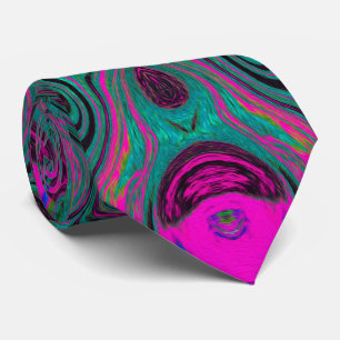 Abstract Magenta and Teal Blue Groovy Pattern Tie