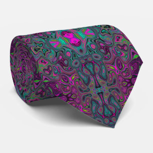 Abstract Magenta and Teal Blue Groovy Pattern Tie