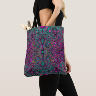 Abstract Magenta and Teal Blue Groovy Pattern Tote Bag
