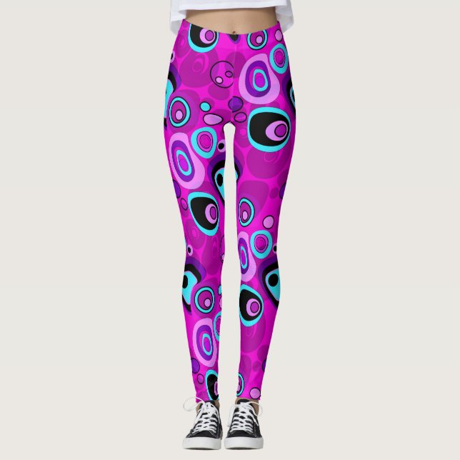 Abstract Magenta Leggings (Front)