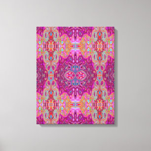 Abstract Magenta Pink, Blue and Red Groovy Pattern Canvas Print