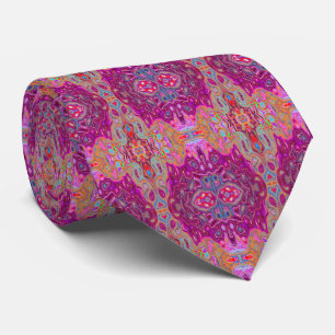 Abstract Magenta Pink, Blue and Red Groovy Pattern Tie