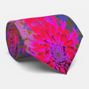 Abstract Magenta, Purple and Red Dahlia Flower Tie