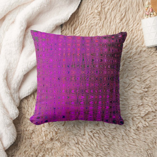 Abstract Magenta Retro Boomerang Waves Cushion (Blanket)