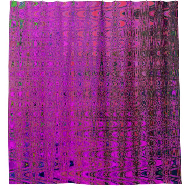 Abstract Magenta Retro Boomerang Waves Shower Curtain (Front)