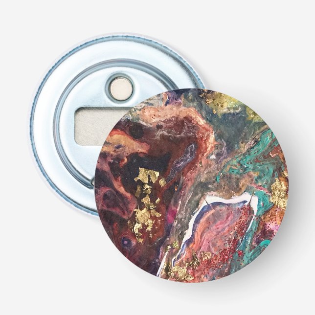 Abstract magic flowers  pink gold  bottle opener (Front)