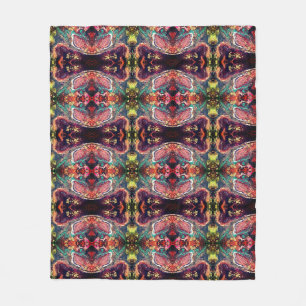 Abstract magic flowers pink gold fleece blanket