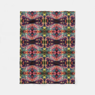 Abstract magic flowers pink gold fleece blanket