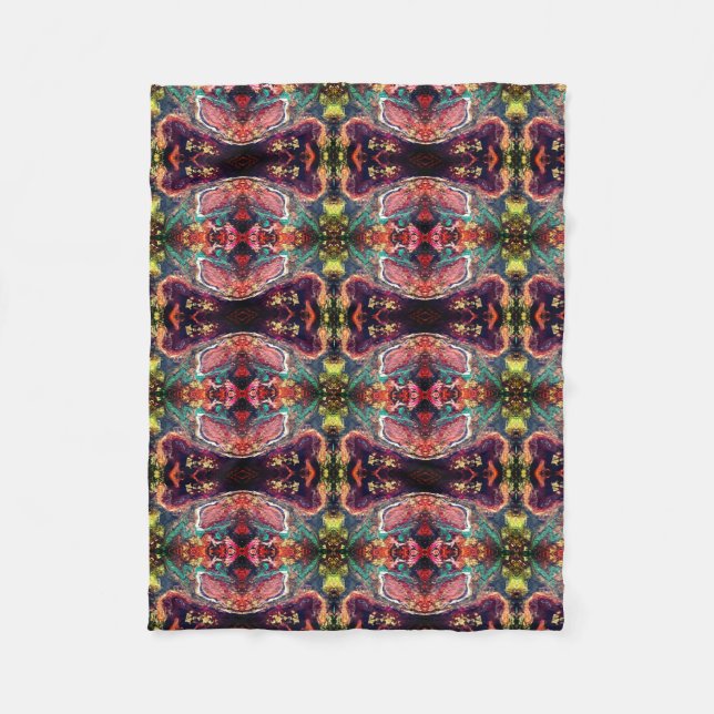Abstract magic flowers  pink gold  fleece blanket (Front)
