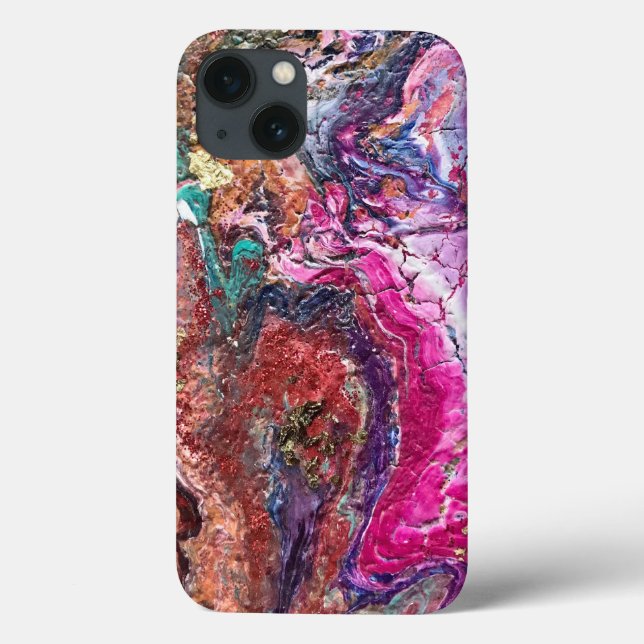 Abstract magic flowers pink gold orange blue Case-Mate iPhone case (Back)